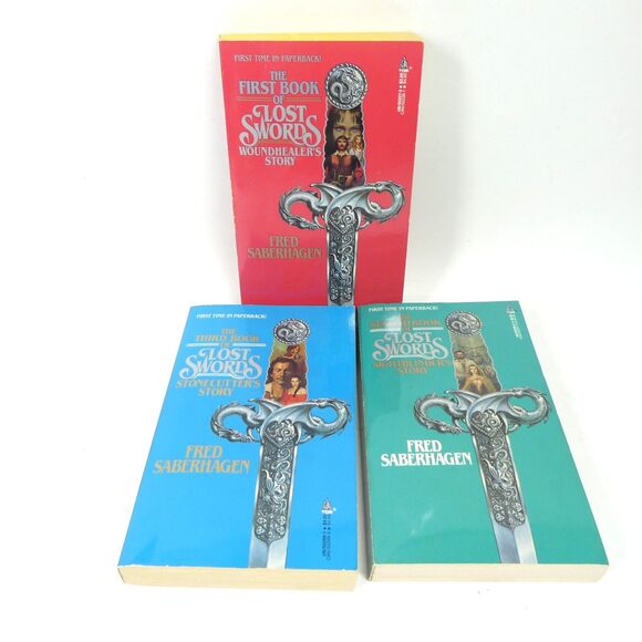 Lost Swords Books 1 2 3 Saberhagen Vintage Woundhealer’s Stonecutter’s Story - Picture 1 of 8